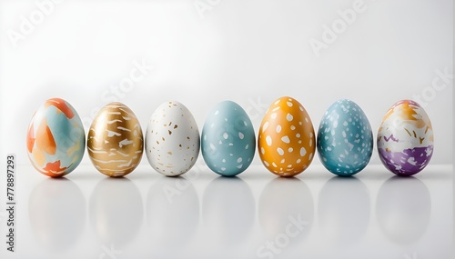  Abstract of Easter eggs with texture, Easter eggs on white copy space background, Easter April 