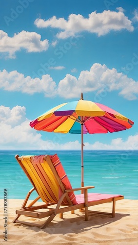 umbrella and sun lounger in summer on a tropical beach © Nastya