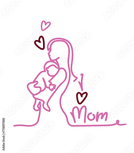 I love mom pattern, mothers day pattern texture vector illustration