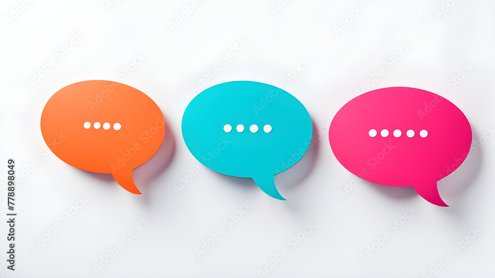 This is a cute 3D speech bubble image in various colors for business presentations. Generative AI. This is a cute 3D speech bubble image in various colors for business presentations. Generative AI.