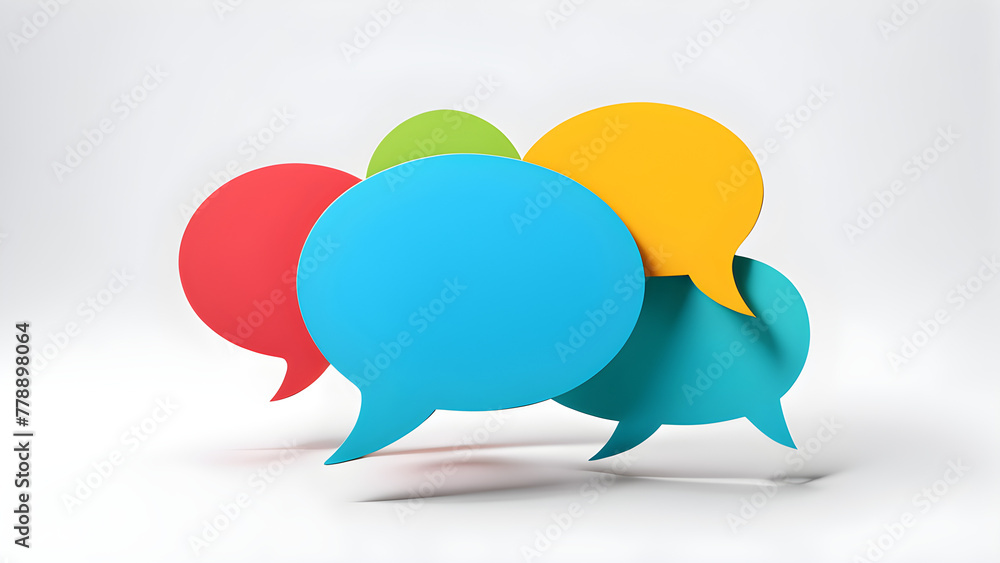 This is a cute 3D speech bubble image in various colors for business presentations. Generative AI. This is a cute 3D speech bubble image in various colors for business presentations. Generative AI.