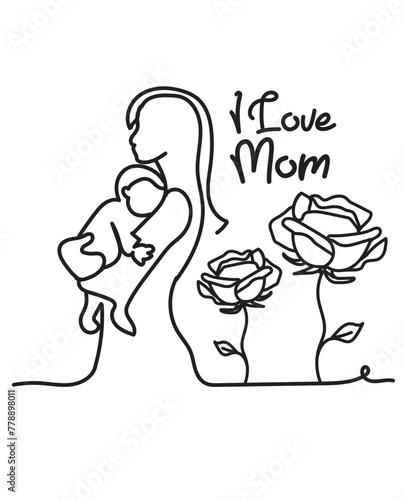 I love mom pattern, mothers day pattern texture vector illustration