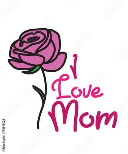 I love mom pattern, mothers day pattern texture vector illustration
