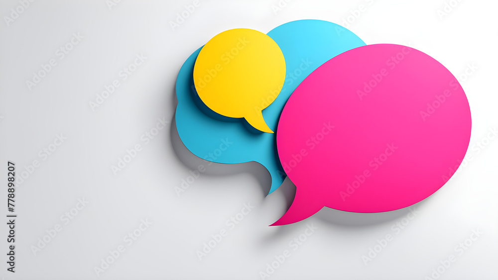 This is a cute 3D speech bubble image in various colors for business presentations. Generative AI. This is a cute 3D speech bubble image in various colors for business presentations. Generative AI.