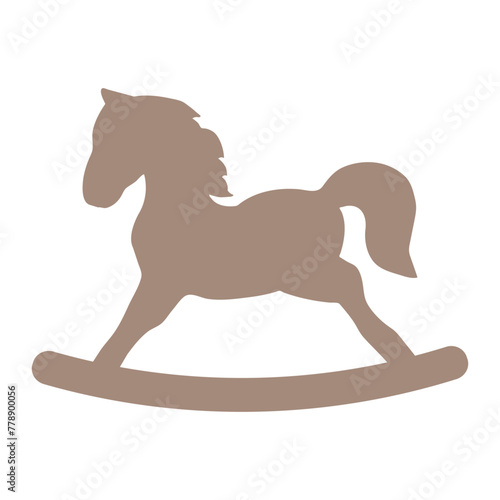 
Illustration depicting a children's brown rocking horse on a white background. Toys for babies