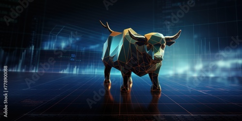 Blue stock market charts going up bull bullish concept, finance financial bank crypto investment growth background pattern with copy space for design 