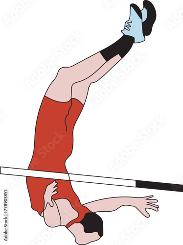 athletics pole vault 2d illustration