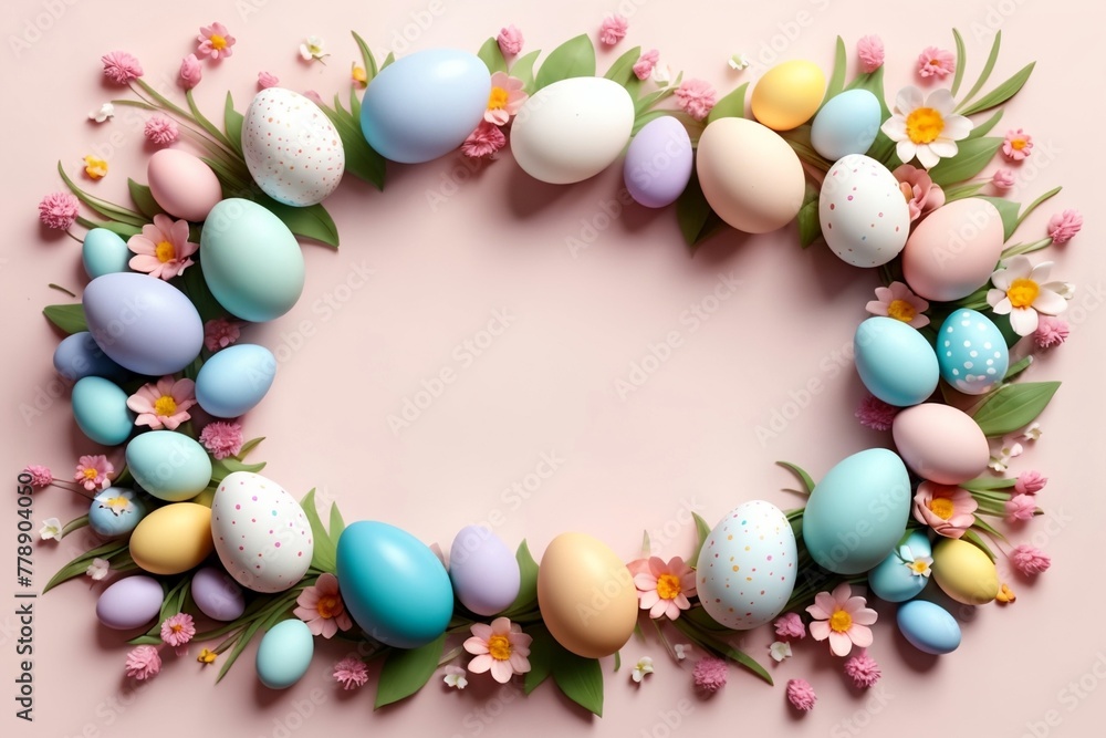 Easter greeting card, colorful Easter eggs Easter greeting card, colorful Easter eggs