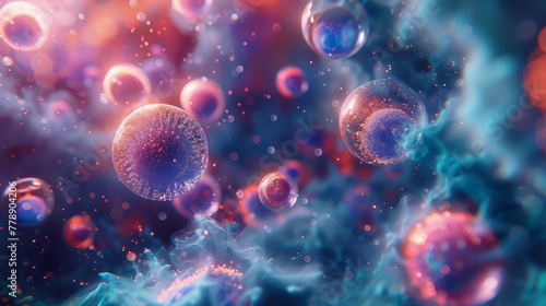 Magical Glowing Bubbles Underwater Fantasy Scene