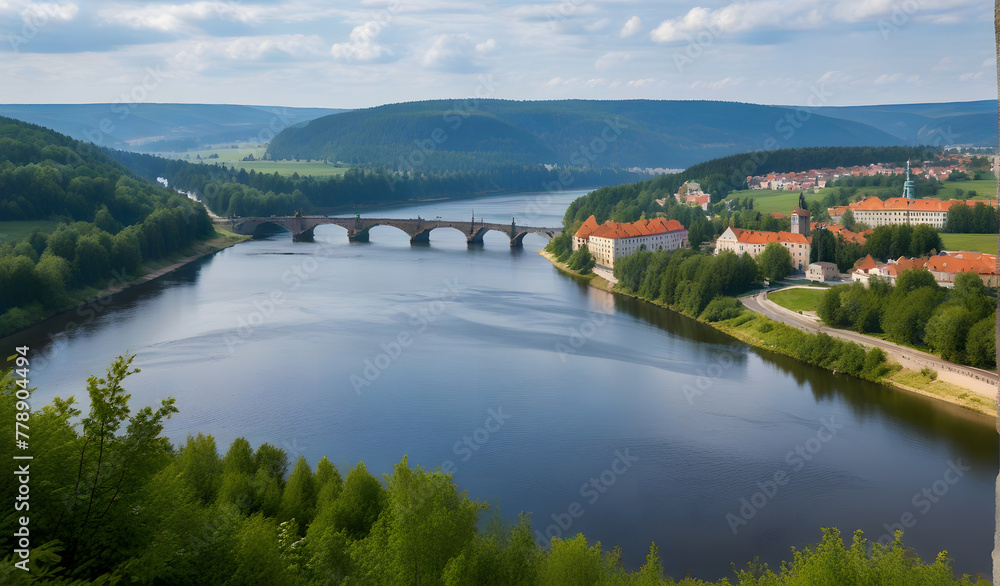 View of Vltava river from Solenice viewpoint, Czech Republic View of Vltava river from Solenice viewpoint, Czech Republic