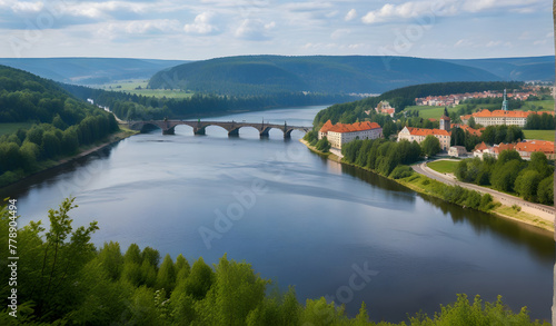 View of Vltava river from Solenice viewpoint  Czech Republic