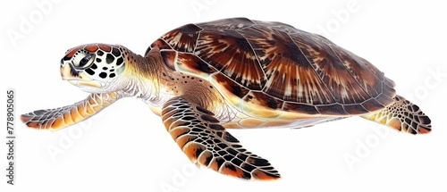 A turtle isolated on a white background with a clipping path.