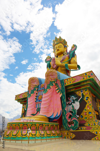 Maitreya Buddha facing down the Shyok River, Nubra Valley near Diskit Monastery towards Pakistan as a symbol of world peace