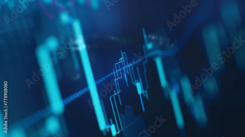 Forex trading chart analysis, cool blue tones, closeup, the thrill of currency fluctuation hyper realistic photo