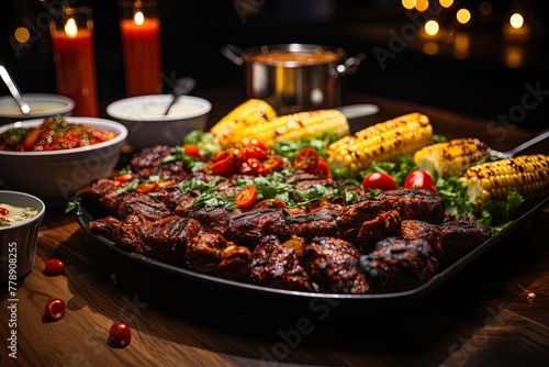 lamb chops on a grill,Food photography restaurant, grilled meat and steak