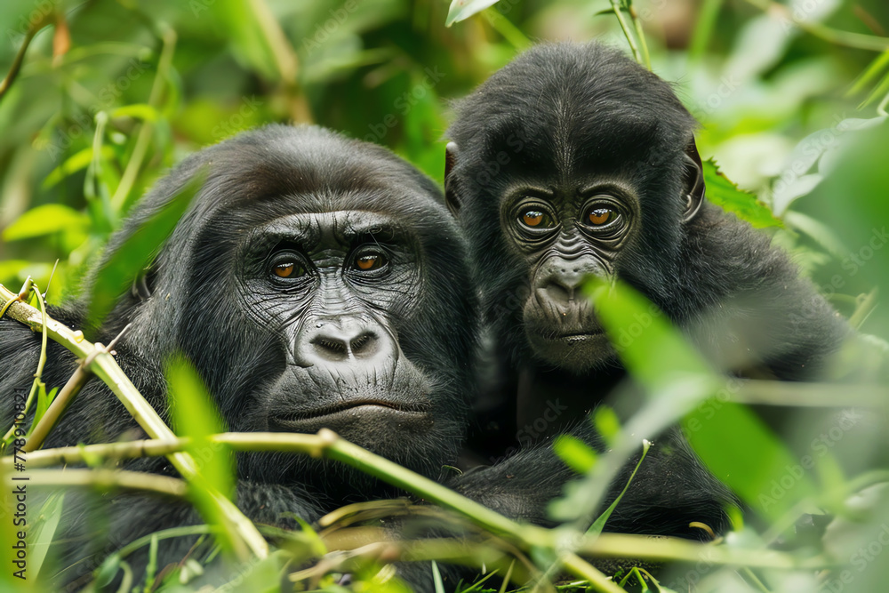 gorilla and son, AI generated gorilla and son, AI generated