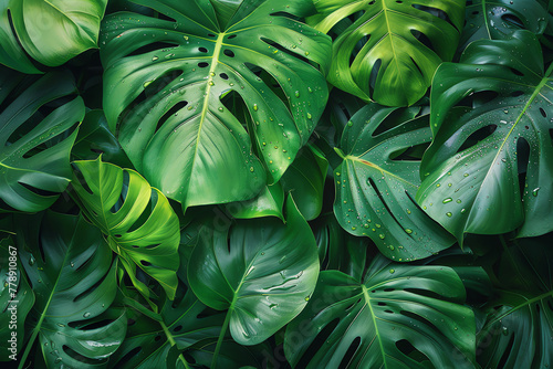 green leaves wallpaper, AI generated image