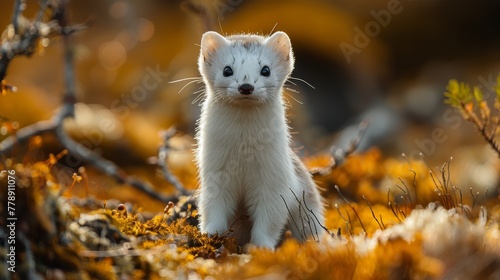  A photo of a little creature amidst long blades of grass, surrounded by soil and a nearby tree