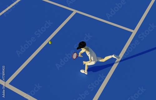 tennis character 3d render illustration