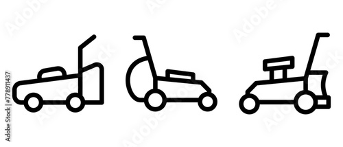 lawn mower icon or logo isolated sign symbol vector illustration - high quality black style vector icons