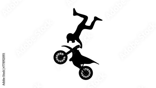 extreme motorcycle, black isolated silhouette