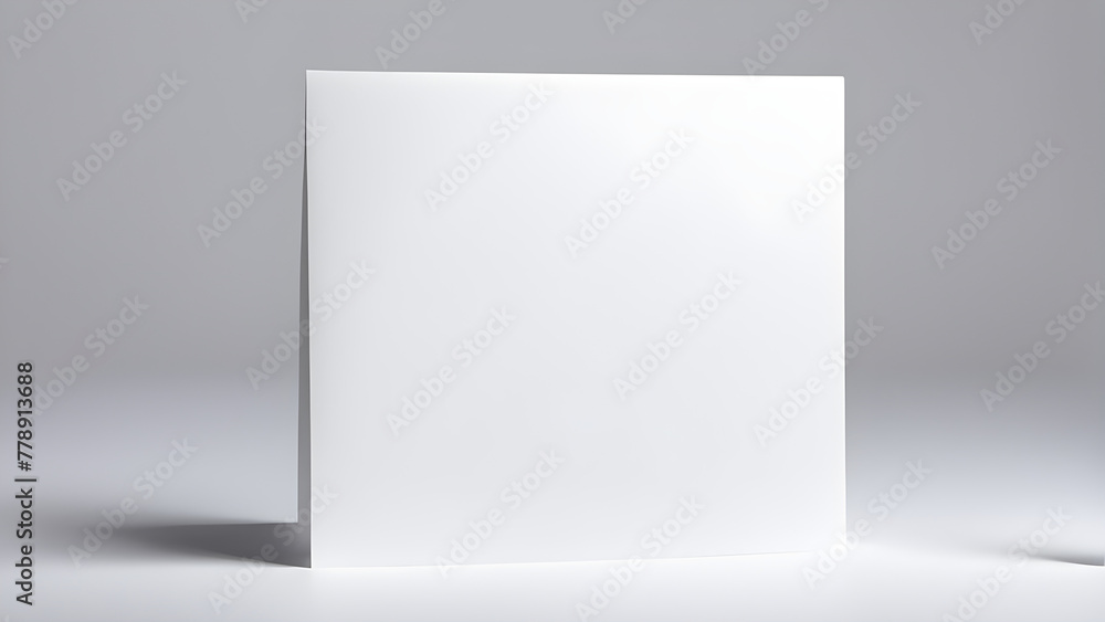 Fototapeta premium Image of a blank white three-dimensional card on a white background. Generative ai.