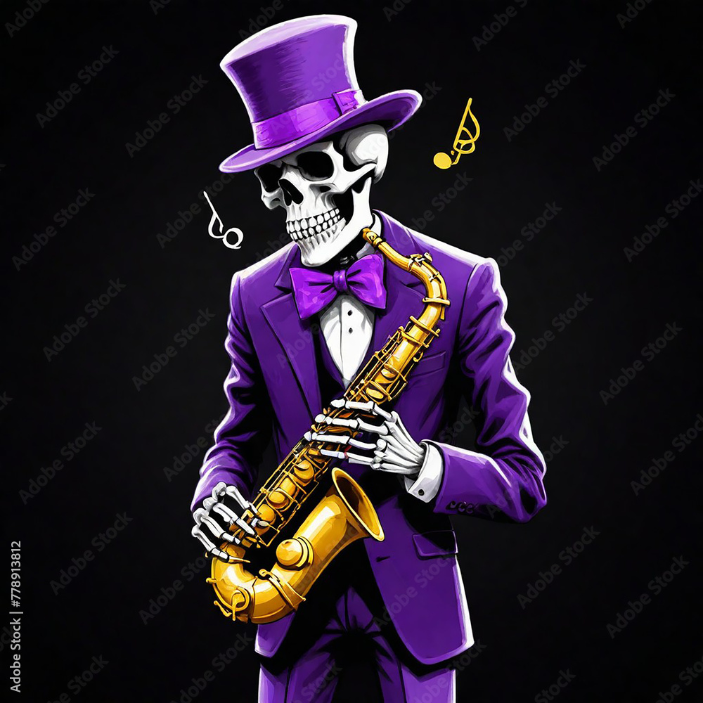 Fototapeta premium Digital painting A skeleton character wearing