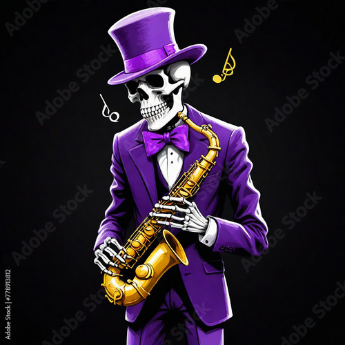 Digital painting A skeleton character wearing