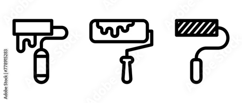 paint roller icon or logo isolated sign symbol vector illustration - high quality black style vector icons