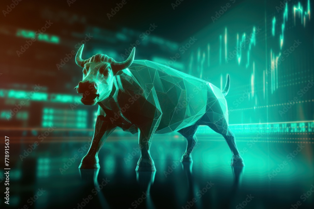 Cyan stock market charts going up bull bullish concept, finance financial bank crypto investment growth background pattern with copy space for design 