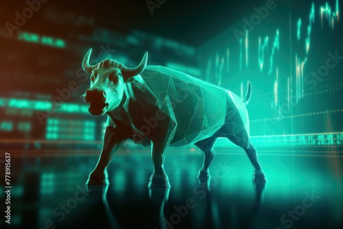Cyan stock market charts going up bull bullish concept, finance financial bank crypto investment growth background pattern with copy space for design  © Celina