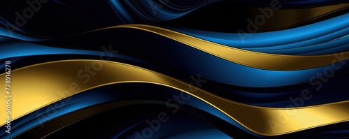 Gold and black modern abstract squares background with dark background in blue striped in the style of futuristic chromatic waves, colorful minimalism pattern 