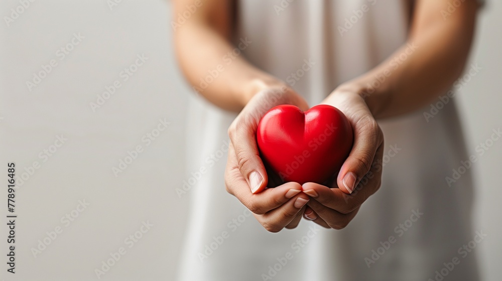 Banner with woman in a white dress holding a heart on a white background. Banner with woman in a white dress holding a heart on a white background.