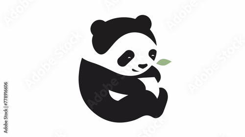 Panda bear silhouette Logo design vector template.