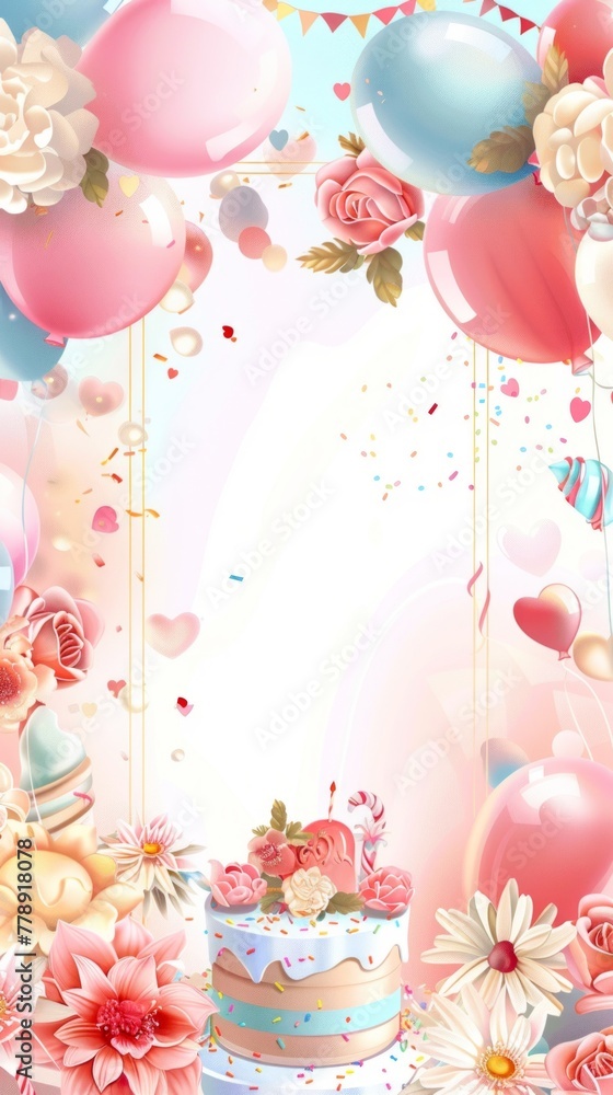 birthday background of balloons and ribbons birthday background of balloons and ribbons