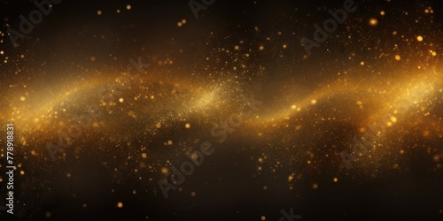 Gold black glowing grainy gradient background texture with blank copy space for text photo or product presentation © Celina