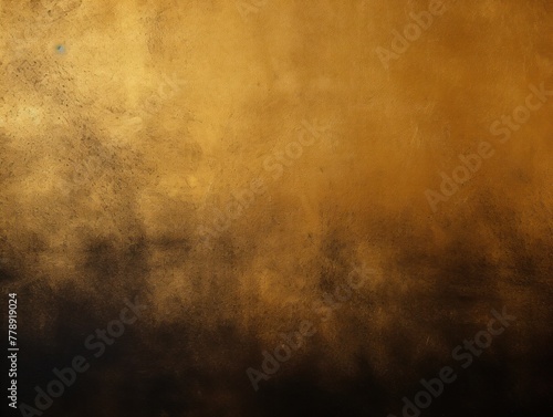 Gold black glowing grainy gradient background texture with blank copy space for text photo or product presentation © Celina