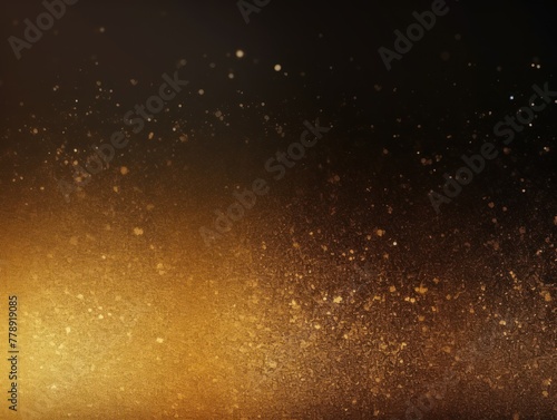 Gold black glowing grainy gradient background texture with blank copy space for text photo or product presentation