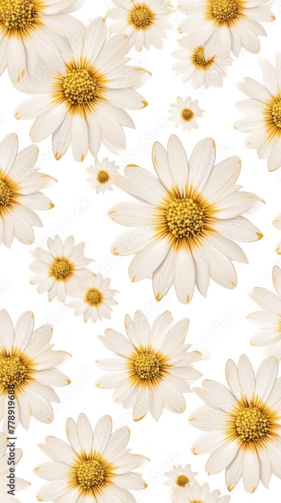 Gold and white daisy pattern, hand draw, simple line, flower floral spring summer background design with copy space for text or photo backdrop