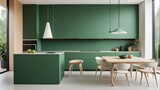 minimalist interior design for a green kitchen.