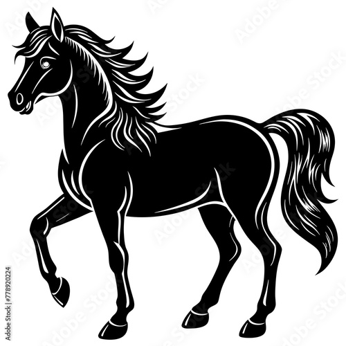 horse illustration  black horse silhouette vector illustration icon svg animals acoustic horse characters Holiday t shirt Hand drawn trendy Vector illustration horse on black background