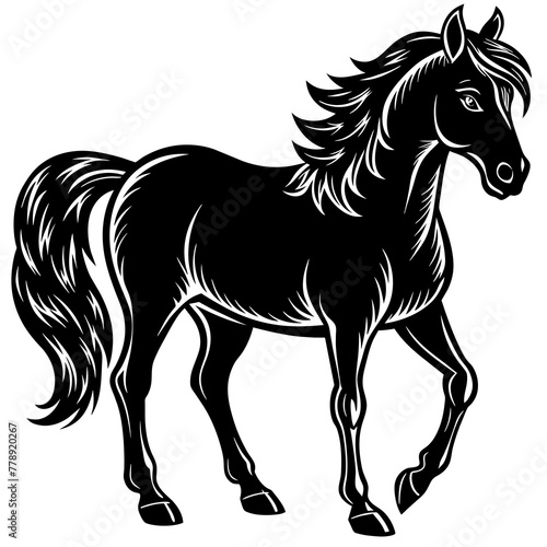 horse illustration  black horse silhouette vector illustration icon svg animals acoustic horse characters Holiday t shirt Hand drawn trendy Vector illustration horse on black background