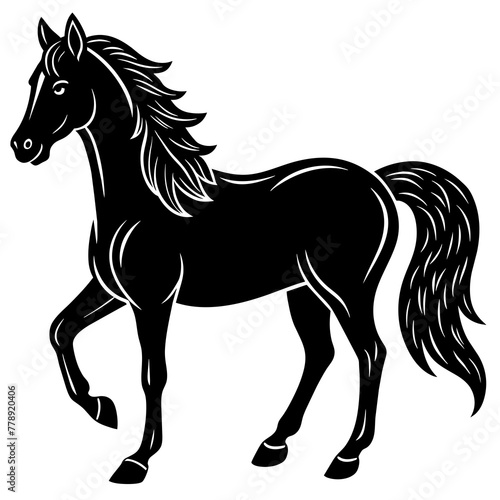 horse illustration  black horse silhouette vector illustration icon svg animals acoustic horse characters Holiday t shirt Hand drawn trendy Vector illustration horse on black background