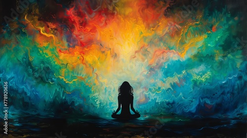 Abstract colorful depiction of meditation photo