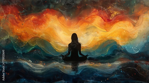 Abstract colorful depiction of meditation photo