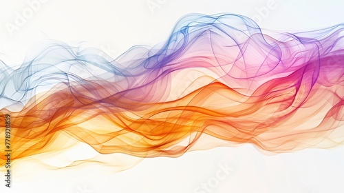 Radiant, multicolored smoke waves, vibrant against a minimalist white background ,3DCG,high resulution,clean sharp focus