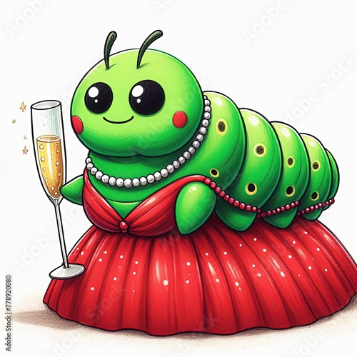 caterpillar with champagne