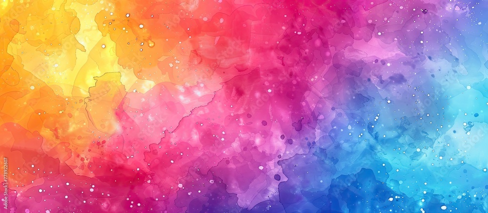 The painting consists of a vibrant pattern of colors, including purple, pink, violet, magenta, and electric blue. The tints and shades create a colorful background reminiscent of a rainbow The painting consists of a vibrant pattern of colors, including purple, pink, violet, magenta, and electric blue. The tints and shades create a colorful background reminiscent of a rainbow