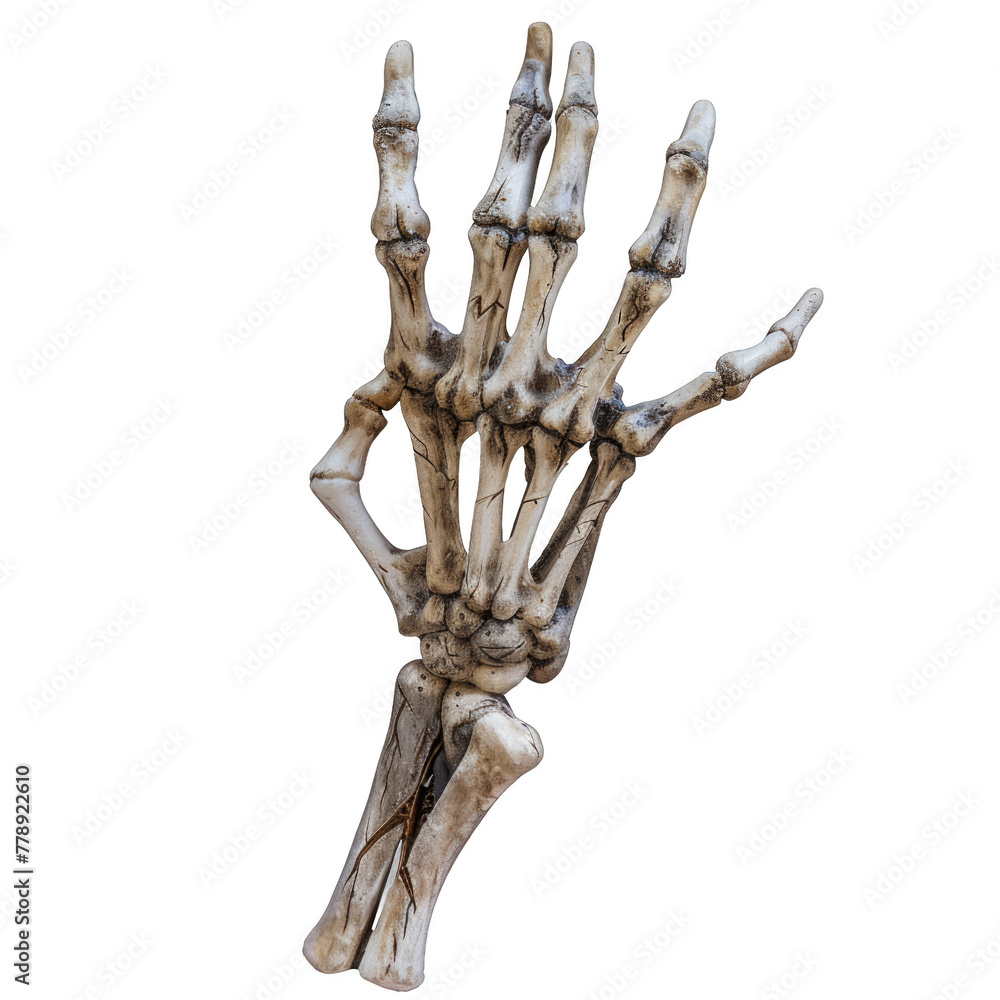 A skeleton hand is shown in a white background png