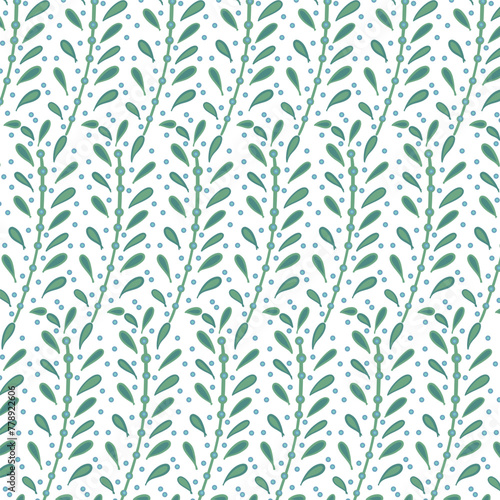 Seamless flowewrs and leaves pattern. Vector illustration photo